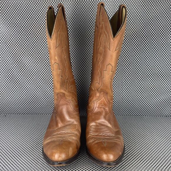Dan Post Cowboy Boots Mens 9.5 EW Brown Leather Western Embroidered Pull On